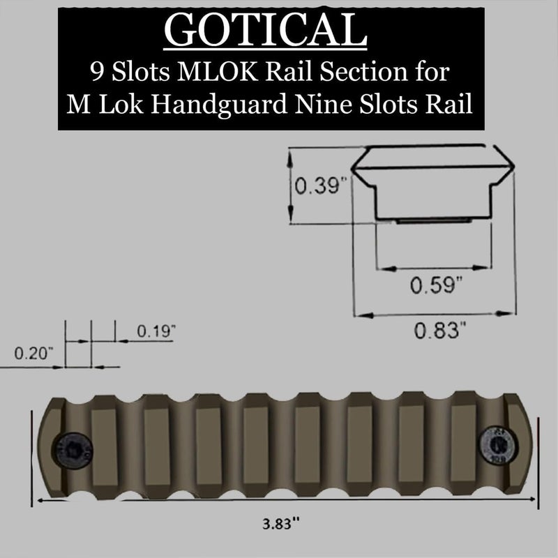 Gotical Store 13 Slots MLOK Picatinny Rail Section for M-Lok Handguard Flat Dark Earth Fit for 21mm Picatinny/Weaver Rails - Image 5